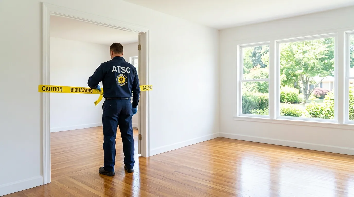 Certified biohazard cleanup crew performing Trauma Scene Cleanup in Waltham